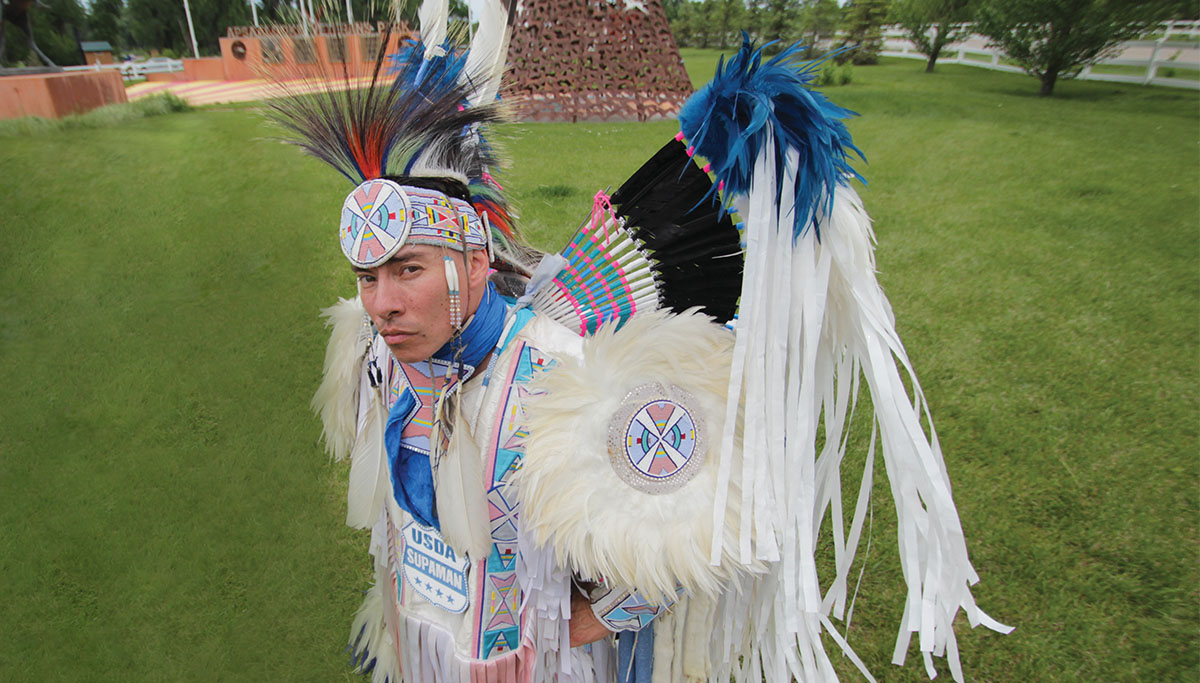 Performer in native american attire